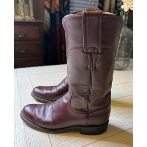Justin Vintage‎ Roper Boots Women's / Kids 4 B Made In USA L3068 Maroon Leather